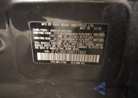 2017 Subaru Forester 2.5I Premium z USA, uszkodzony, nr VIN JF2SJADC0HH517460